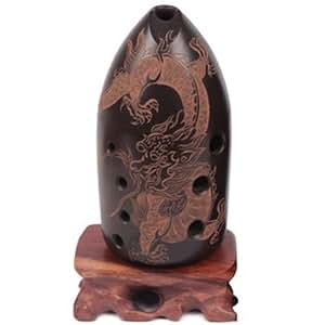 七星埙 九孔笔筒埙演奏埙 乐器 (龙图案G调): 亚