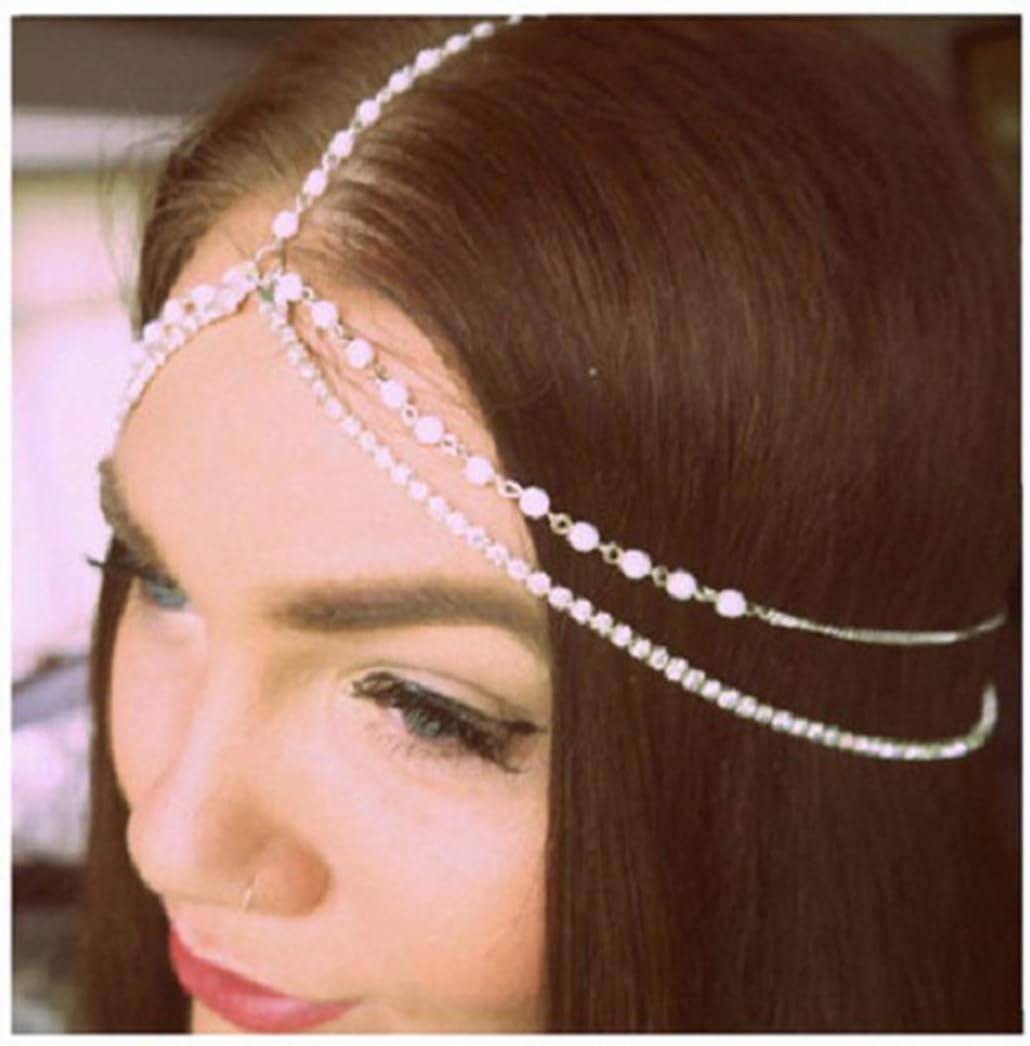 edary 婚礼头链新娘珍珠发链金色分层头饰 女式