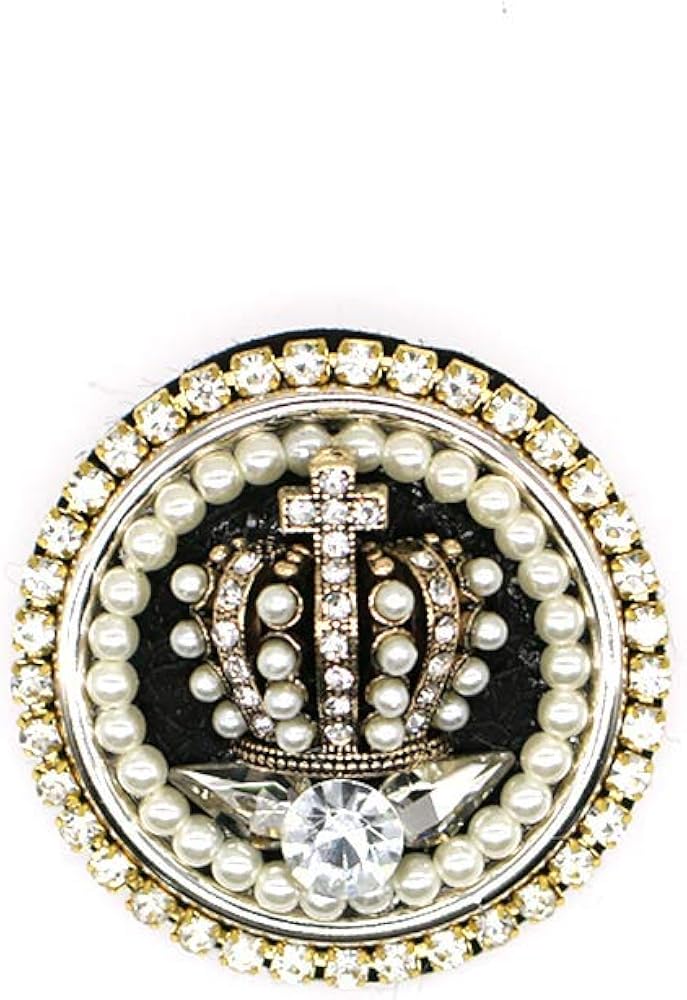 hsqyj 水晶珍珠圆形皇冠胸针优雅闪亮水钻皇家公主*胸针连衣裙毛衣