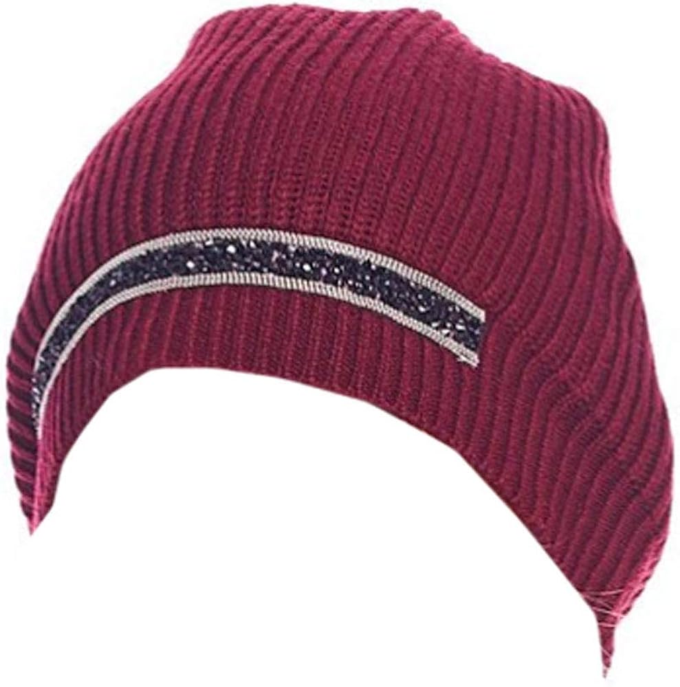 badgley mischka 金属针织无檐小便帽酒红色