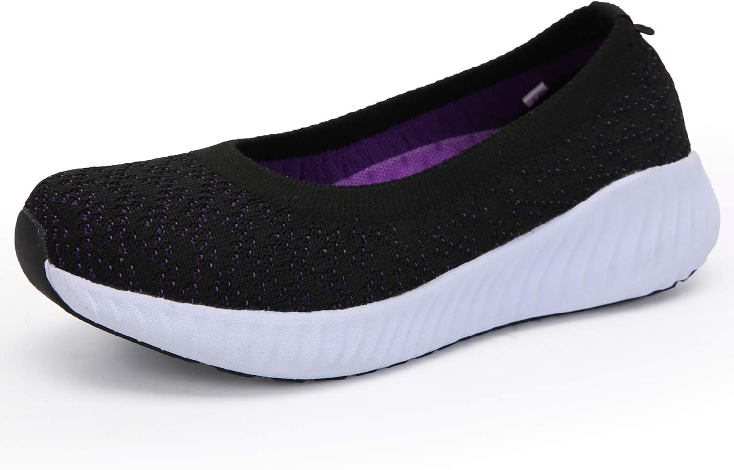 zyen 女式一脚蹬乐福鞋休闲平底徒步鞋轻质网眼运动鞋工作*