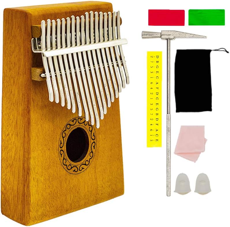 键 拇指钢琴 带学习说明和调音锤 便携式 mbira sanza 非洲木手指钢琴