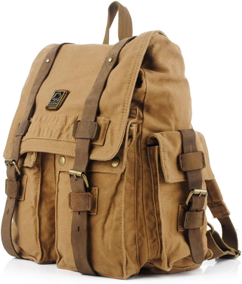 drf 复古帆布背包休闲笔记本电脑背包14英寸(约35.