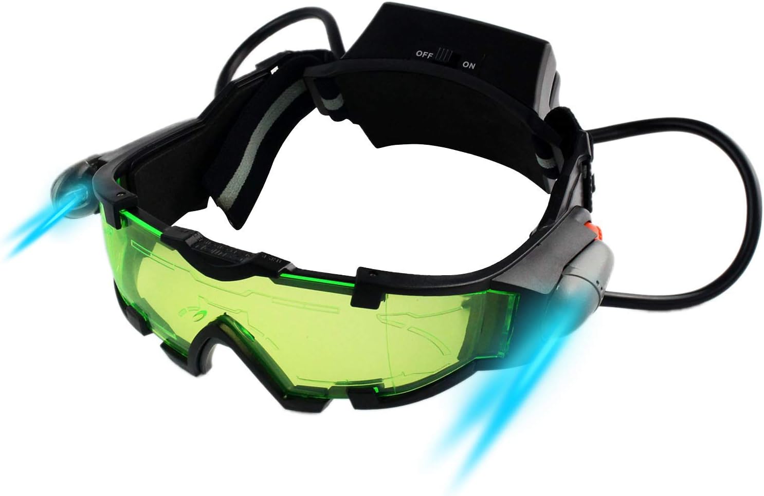 yolyoo spy 夜视眼镜,可调节儿童 led 夜间护目镜翻转灯绿色镜片适用