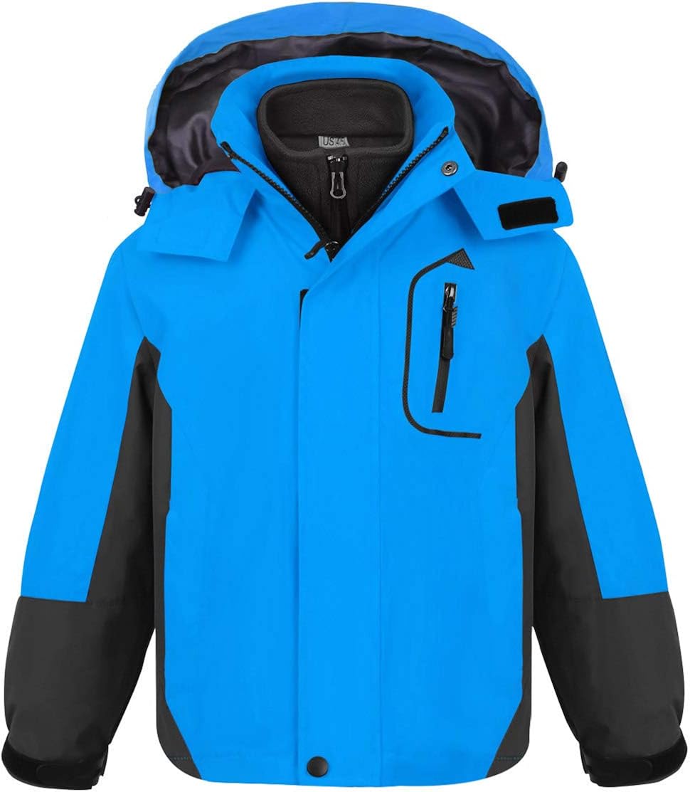 morcoe 男孩防水三合一滑雪夹克可互换防风羊毛温暖冬季户外旅行外套