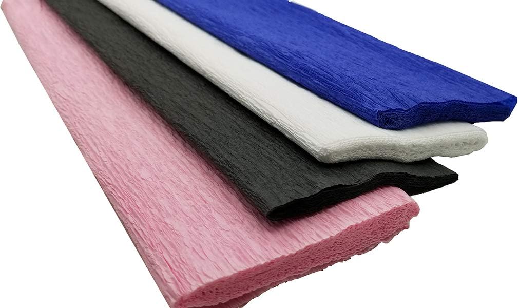 darice 绉纸卷 - 19.05 厘米 x 50.8 厘米,4 件:粉色,蓝色,白色,黑色