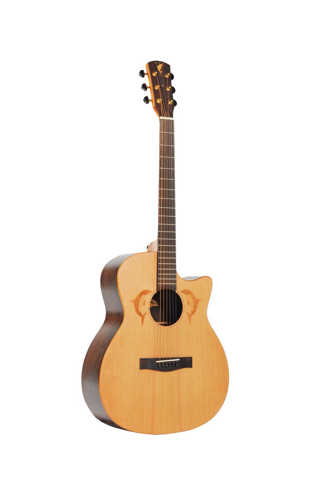 威 民谣吉他SOLO-3 木吉他 原木色 单板琴 缺角