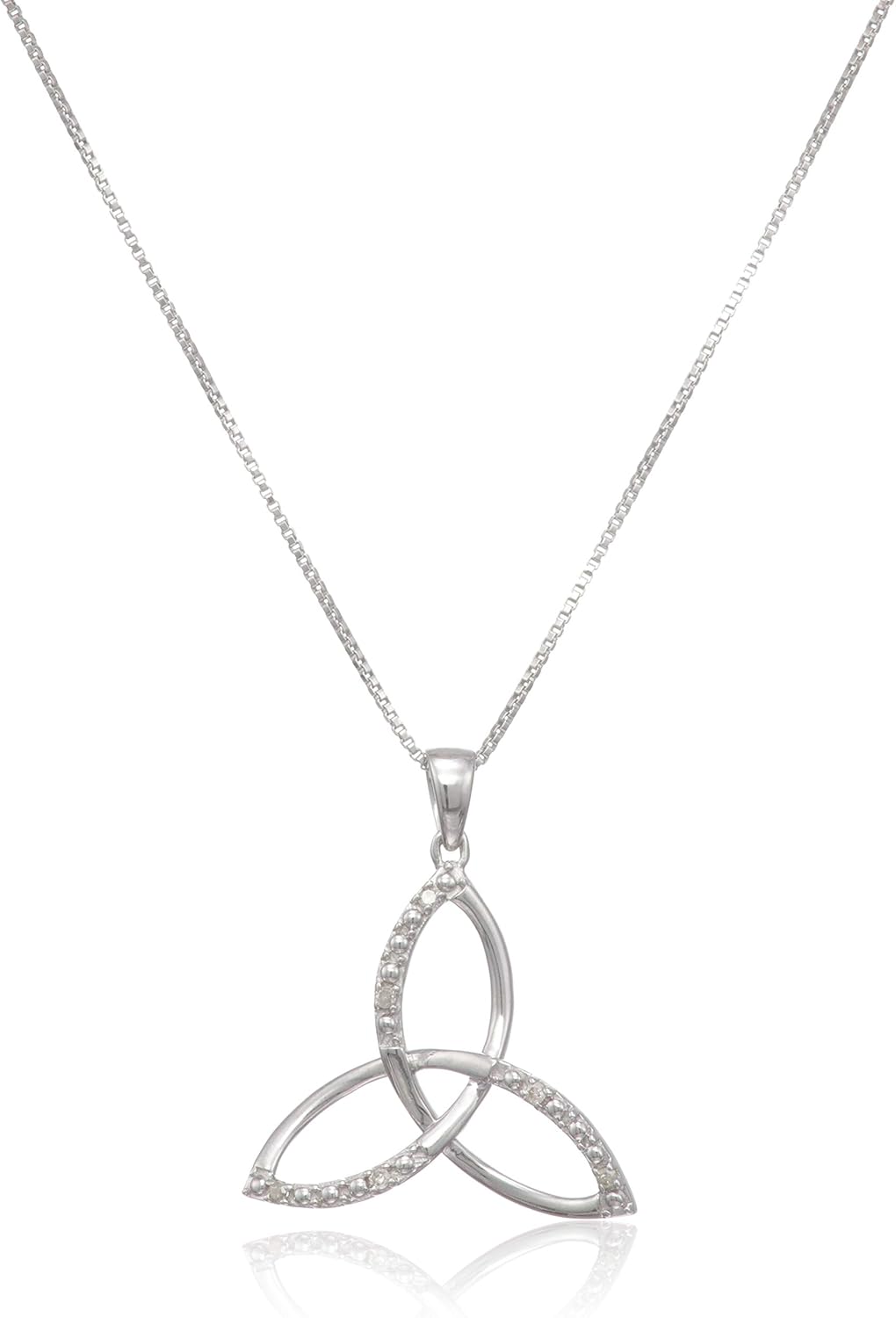 04 克拉圆形(i-j 颜色,i3 净度)白色钻石凯尔特三一结吊坠项链 女式