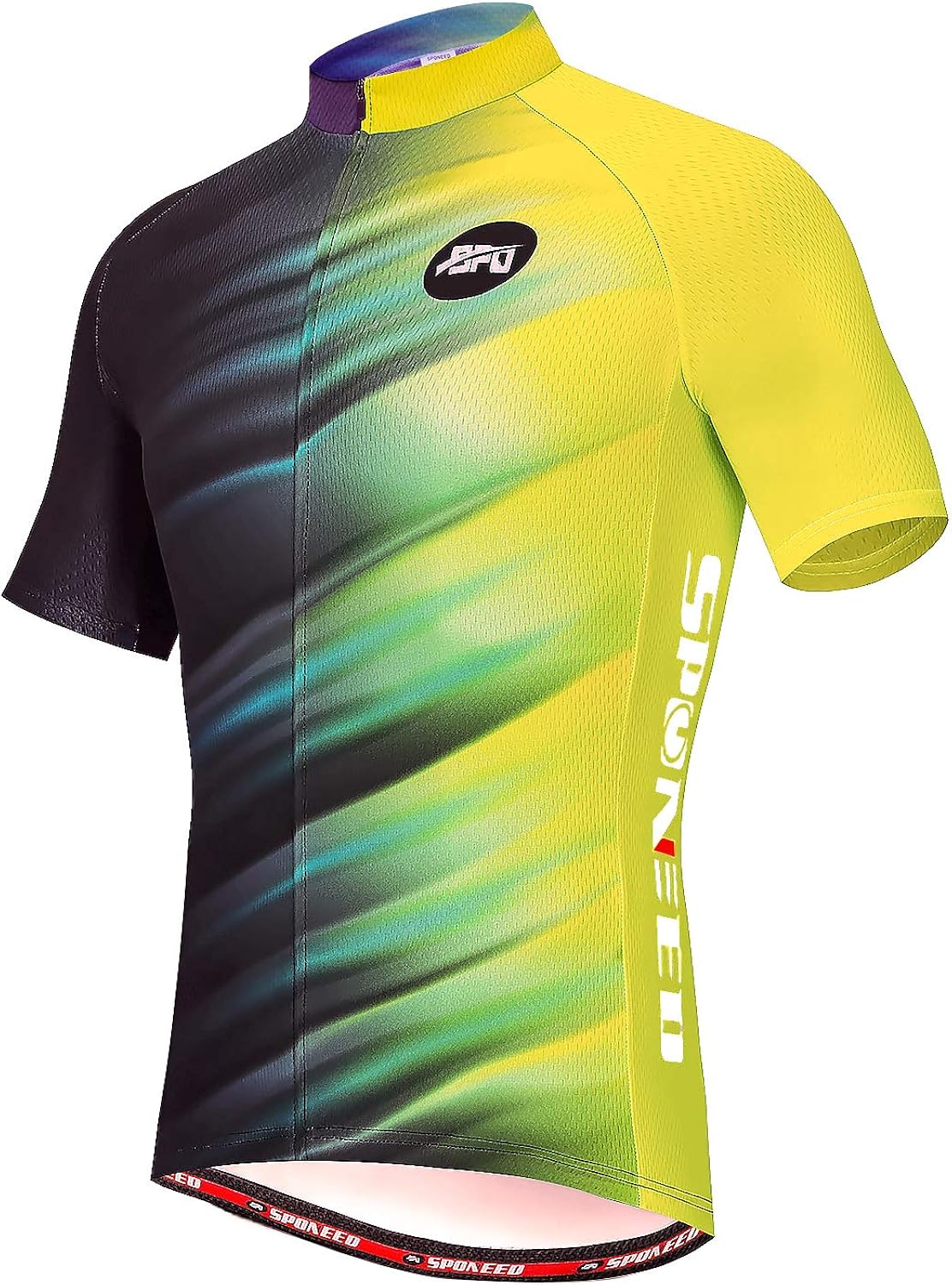 sponeed 男式骑行服上衣自行车衬衫短袖自行车服全拉链自行车夹克带