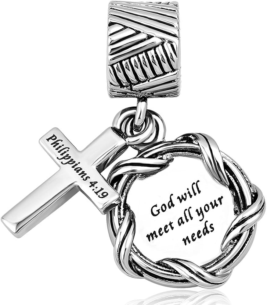 lilyjewelry 圣经吊坠魅力基督教保持信仰十字架串珠手镯