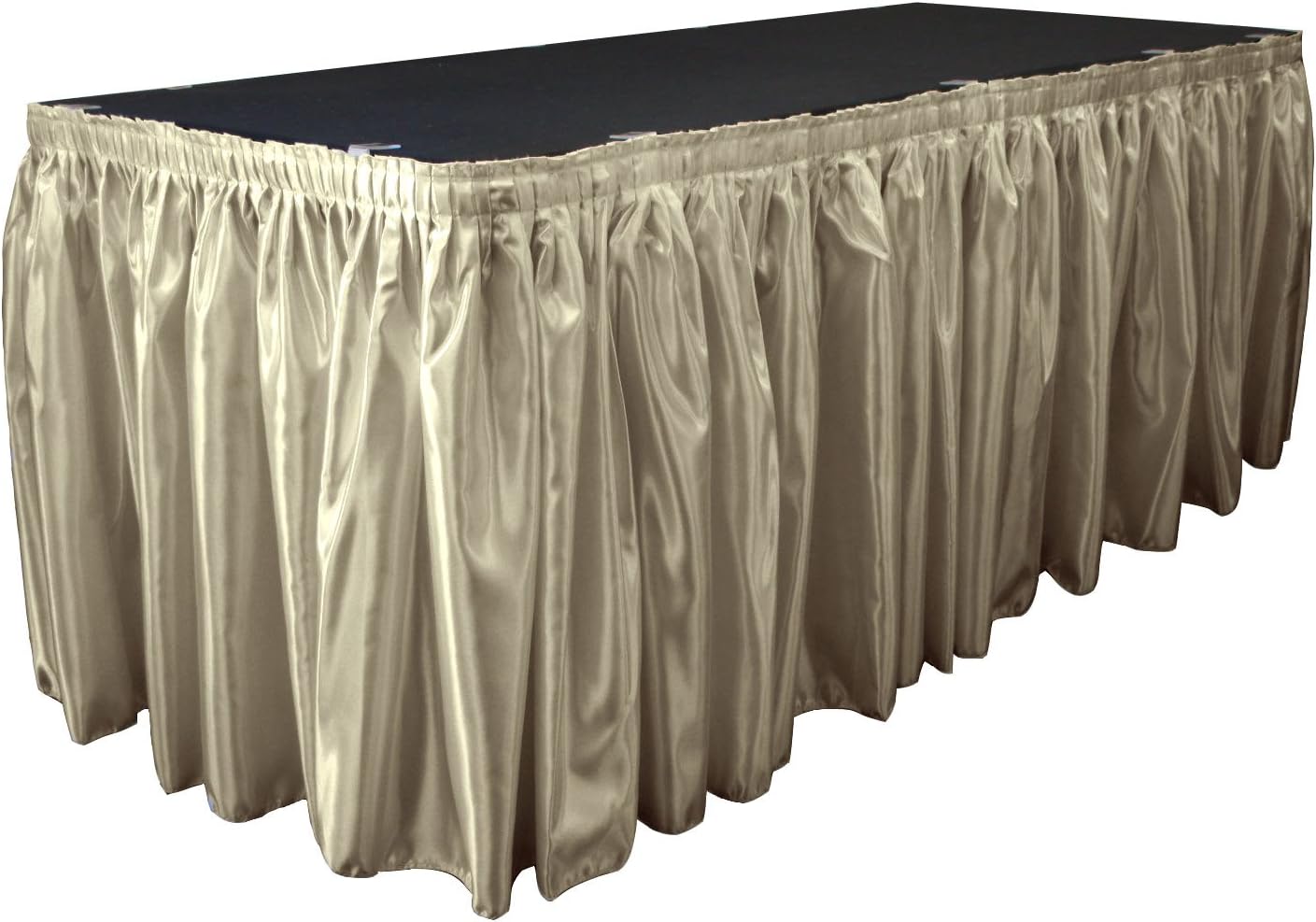 lalinen新娘缎面百褶桌裙带10个大夹子3544厘米x7396厘米银色