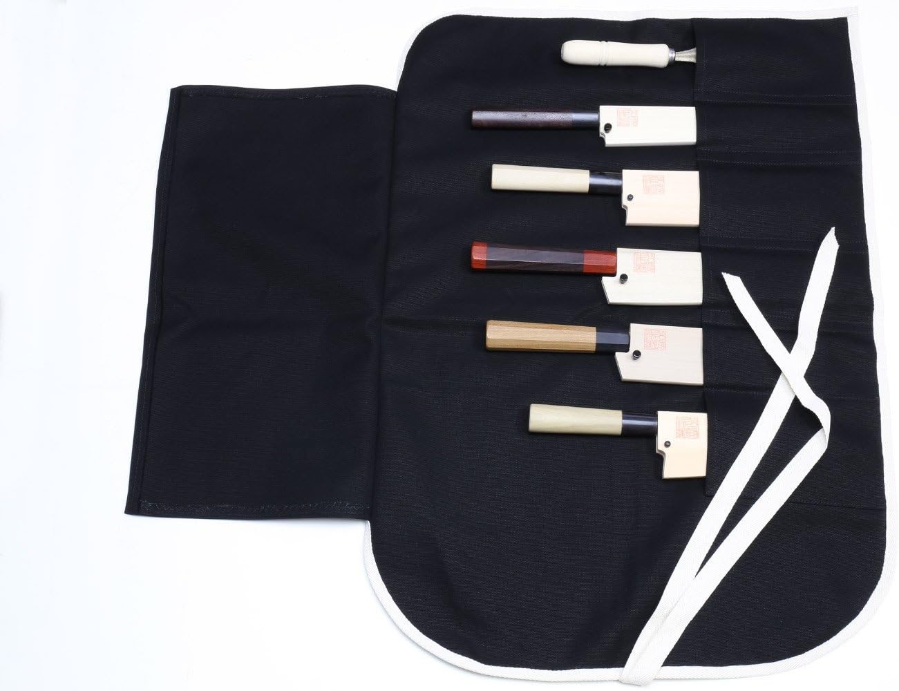 yoshihiro 棉刀袋/包日本寿司厨师刀配件 黑色 6 slots