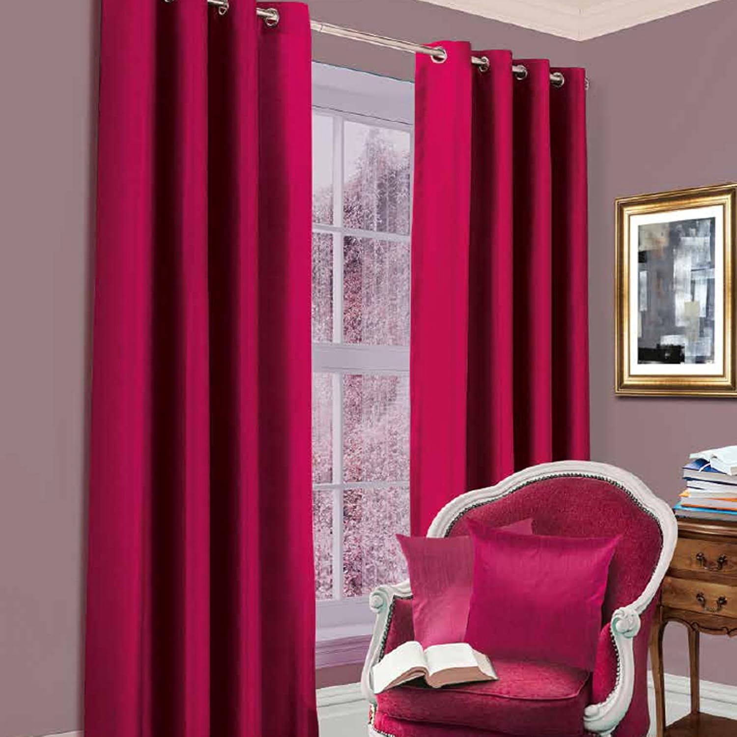 just contempo 保暖遮光孔眼窗帘_parent 紫红色 66 x 54 inches