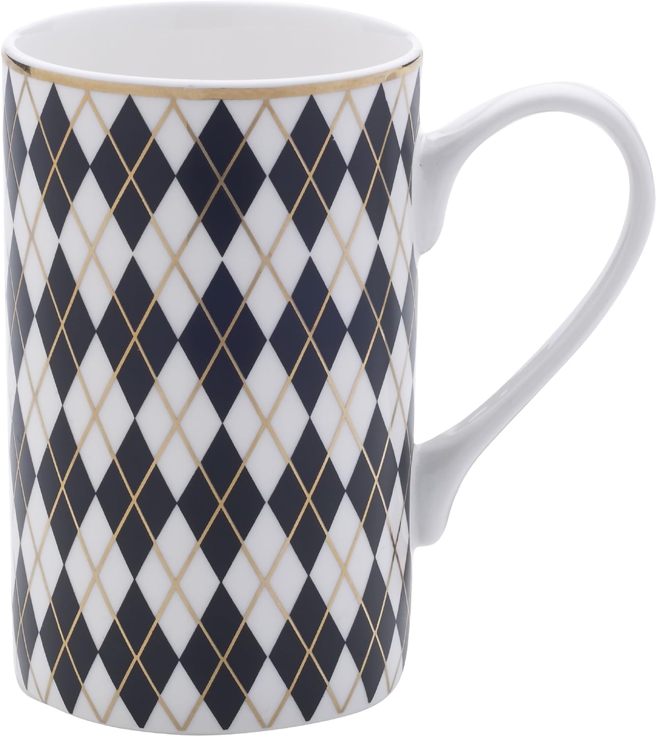 mikasa 骨瓷咖啡杯 argyle white/black/gold 16盎司 5203318