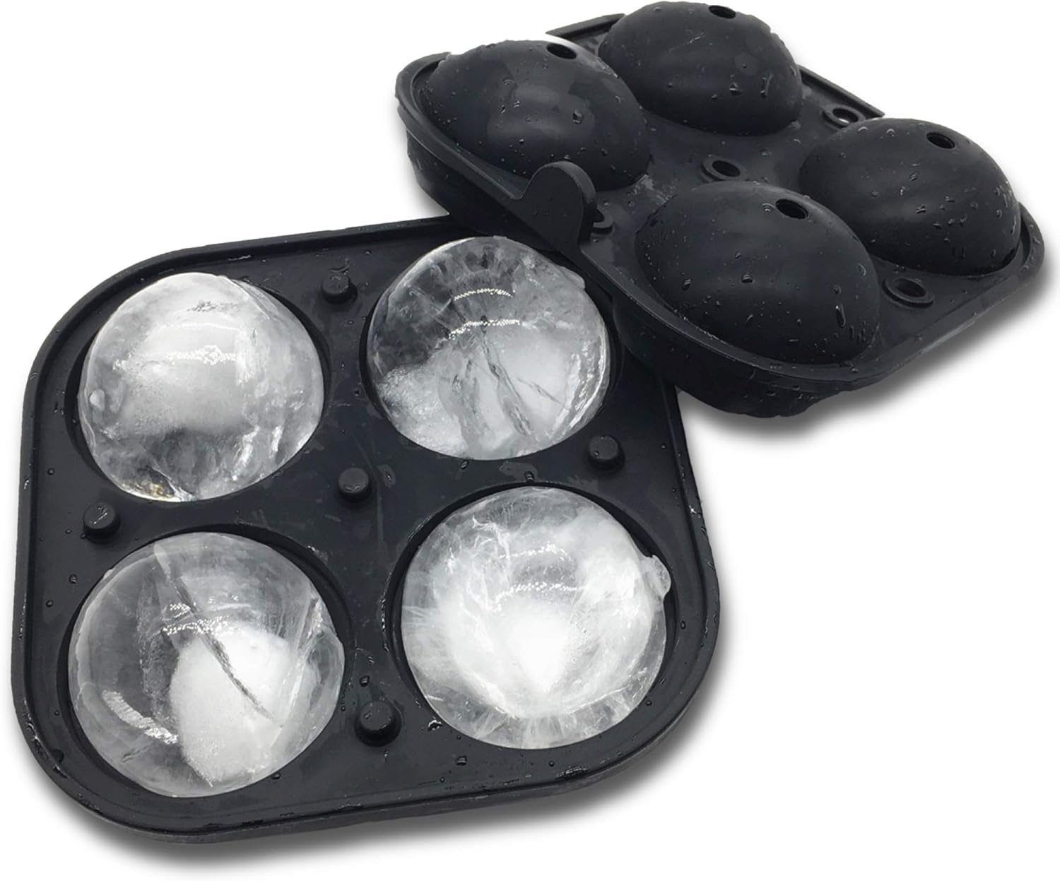 巨型冰球模具 - 6.35 厘米圆形球体大冰块托盘可制作大尺寸威士忌冰