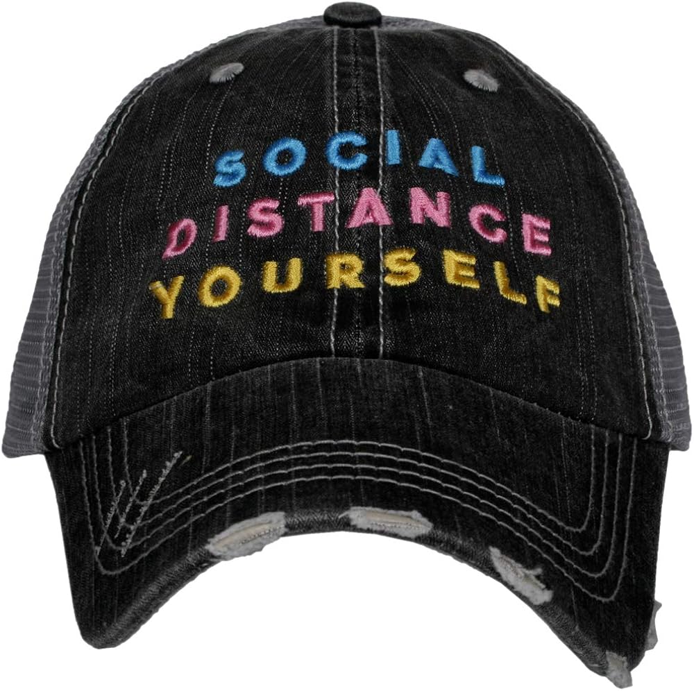 katydid 女士刺绣 social distance yourself 做旧棒球帽灰色