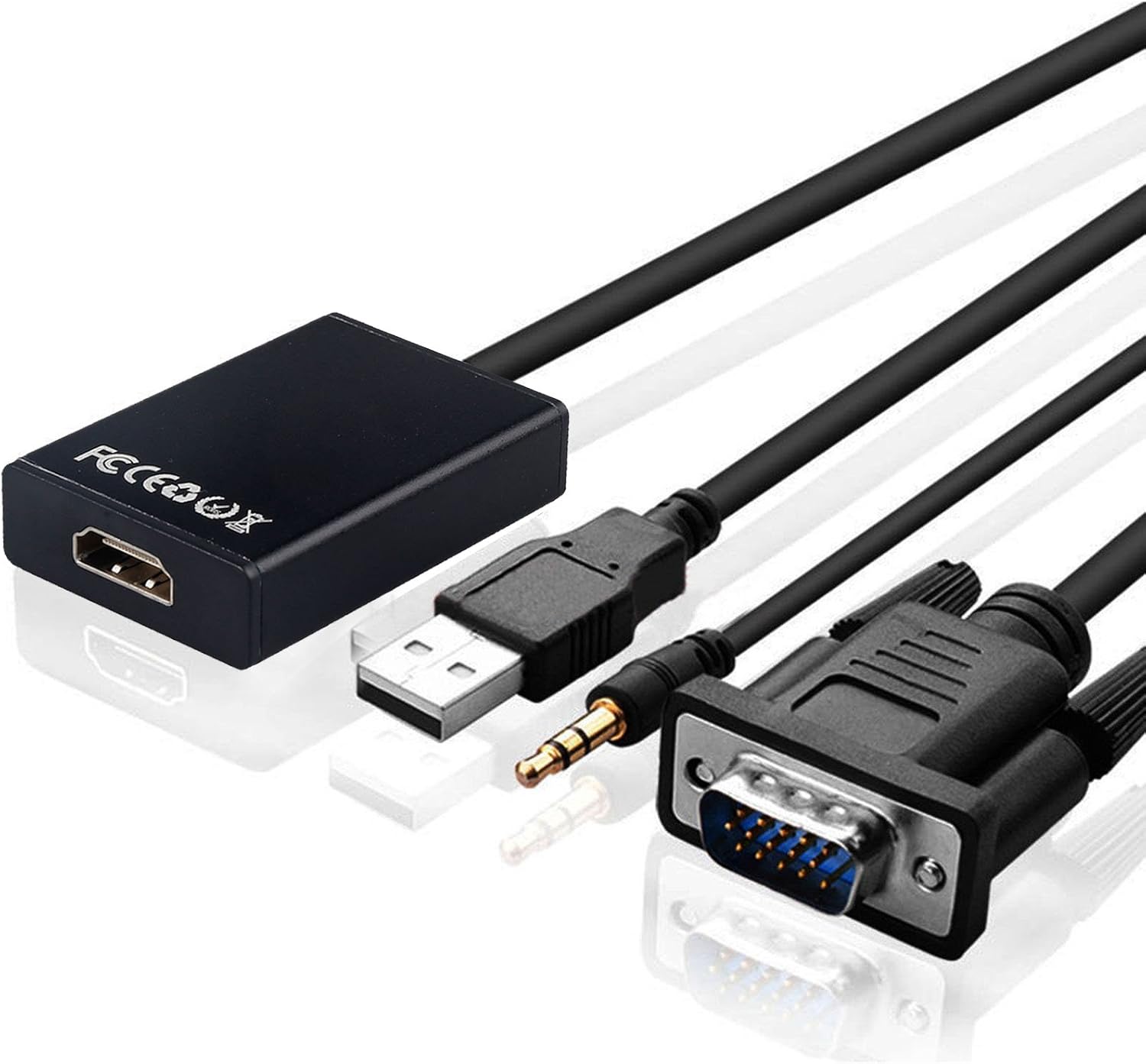 jisell vga 转 hdmi 输出 1080p 高清音频电视 av hdtv 视频电缆转换