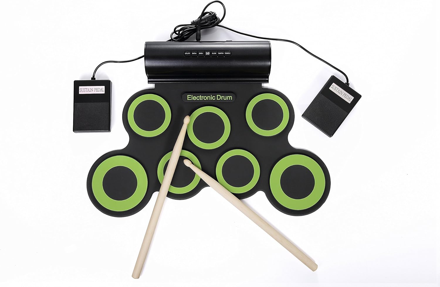 iword诺艾 手卷电子鼓便携式usb演示练习架子鼓dtx电鼓游戏 (炫彩绿)