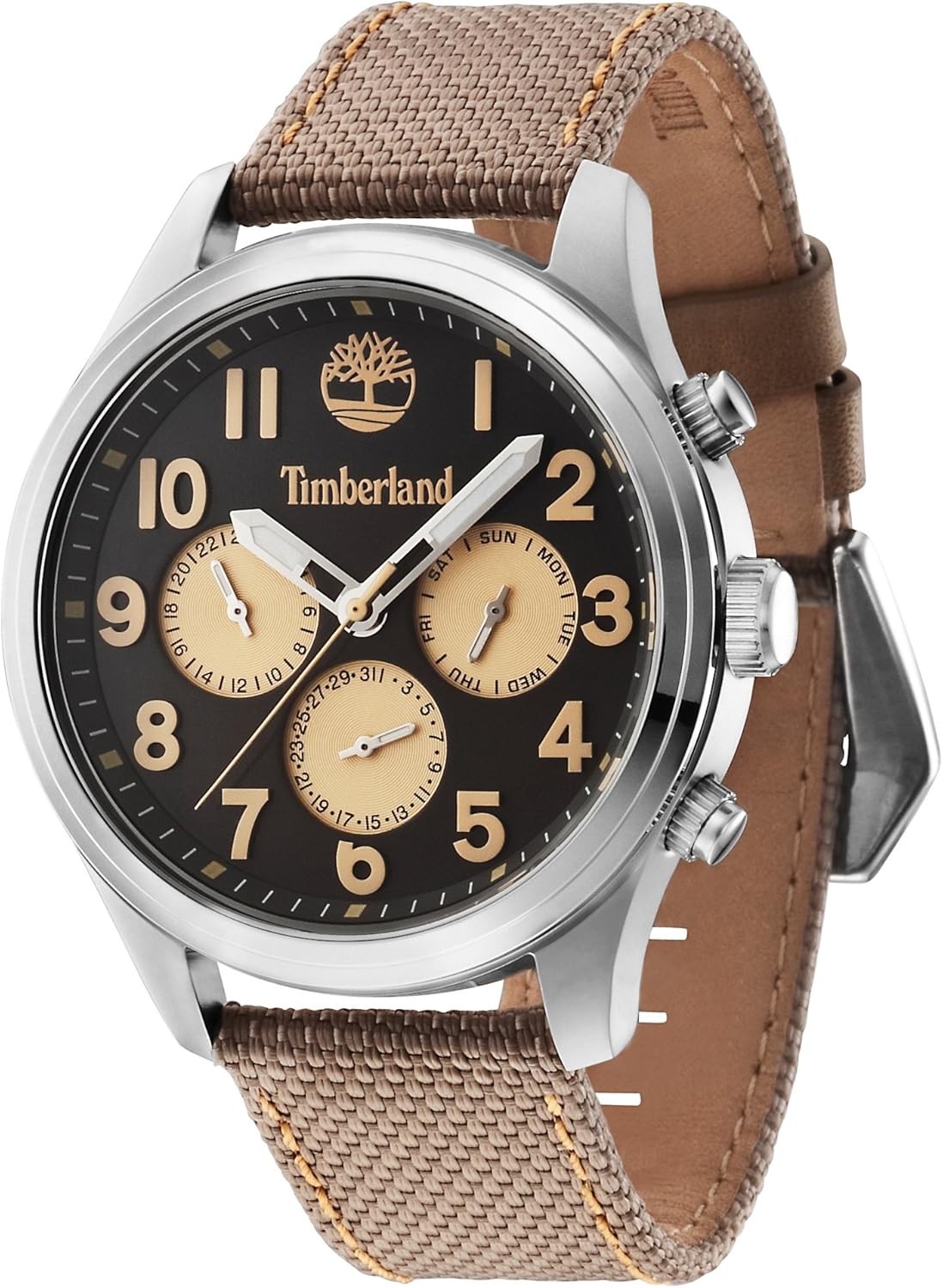 timberland 添柏岚男式石英手表,灰色表盘,米色尼龙表带 14477js/61