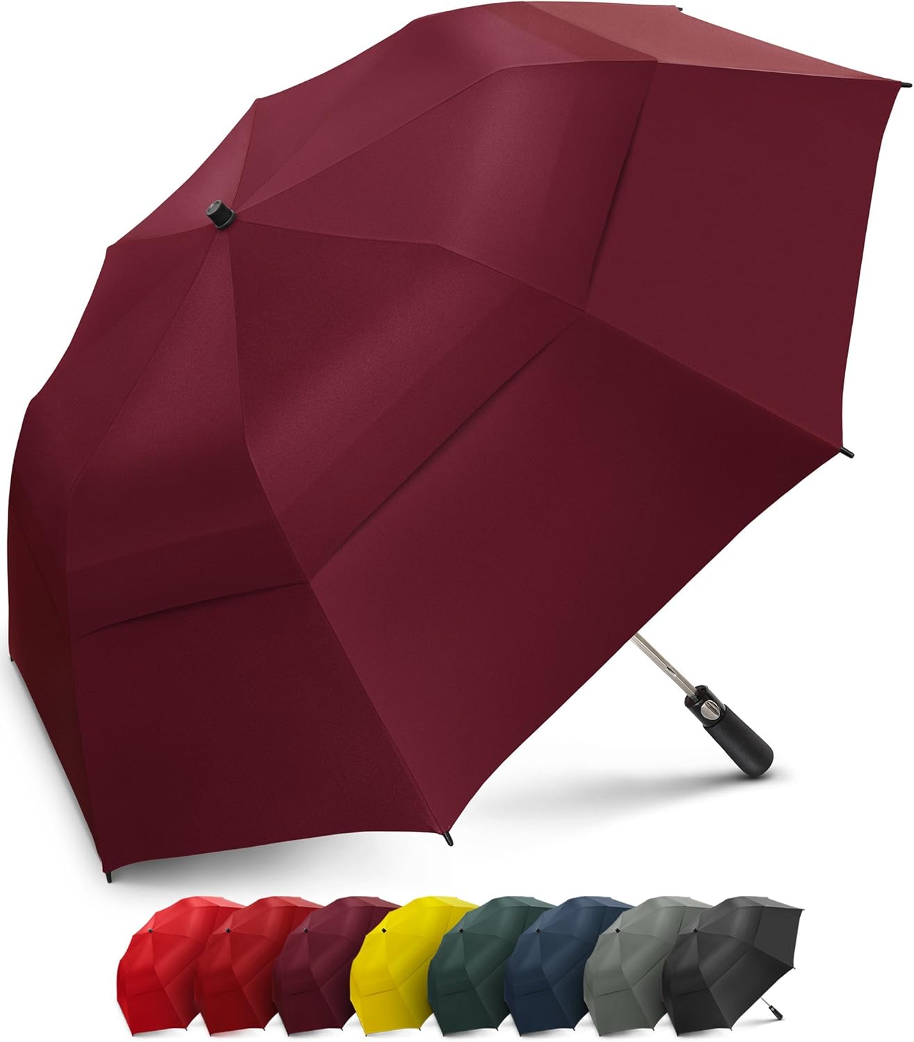 eez-y 58 英寸便携式高尔夫伞大防风双层伞篷 - 自动开大尺寸雨伞