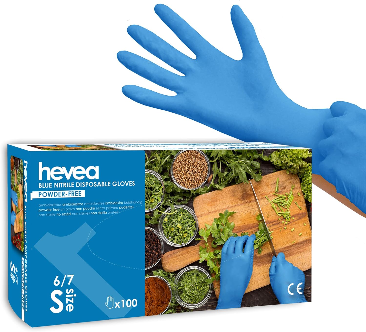 hevea – 一次性丁腈手套. 不含粉末和乳胶.
