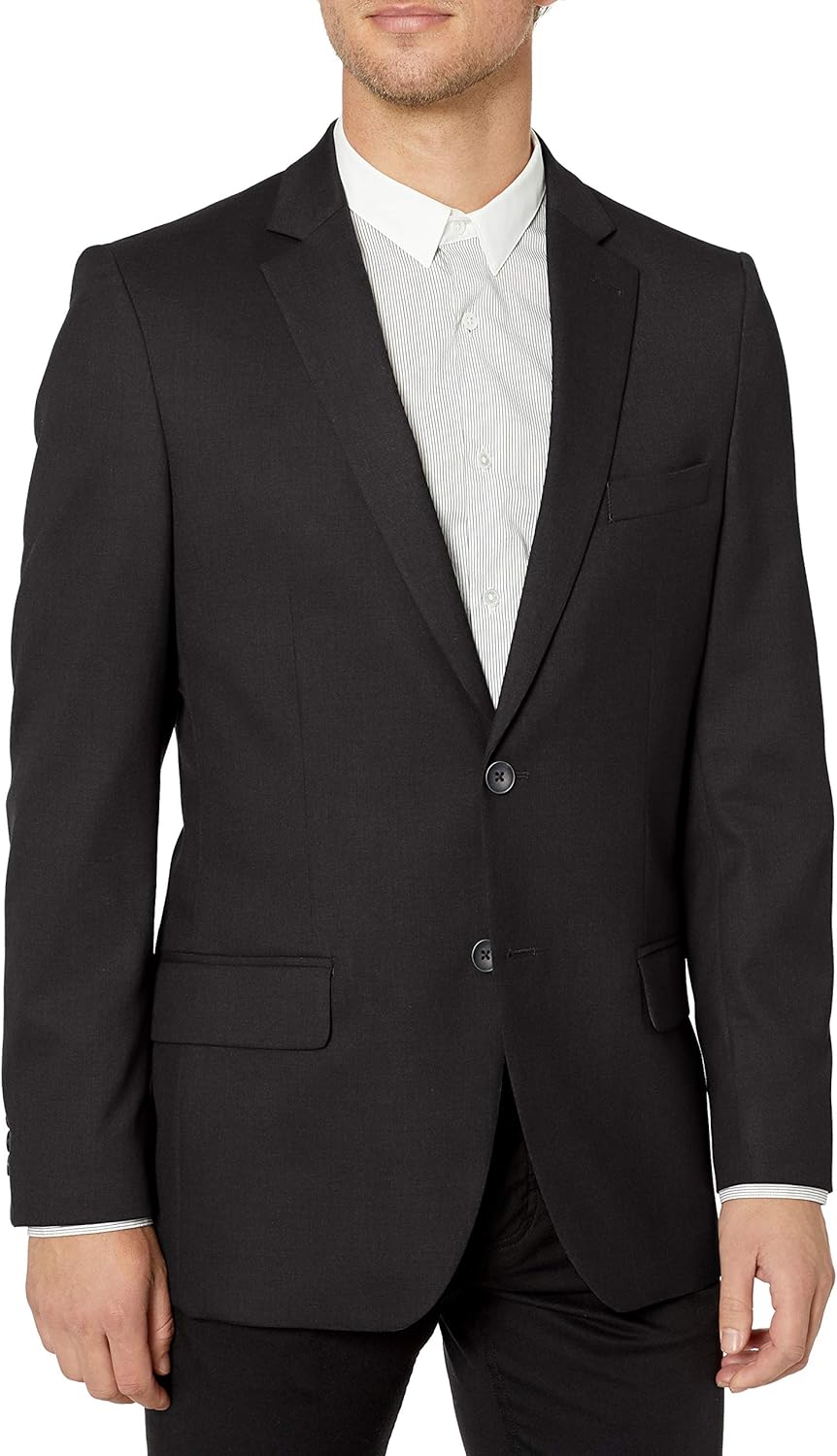 m 优质条纹定制修身西装外套 黑色 48 regular