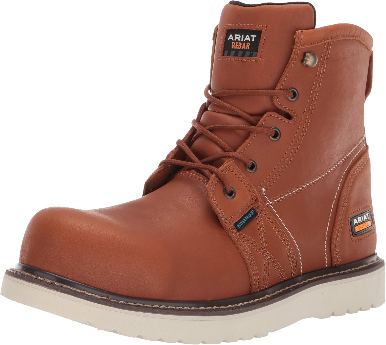 ariat work 男士 rebar 坡跟 6" h2o 复合鞋头构造靴