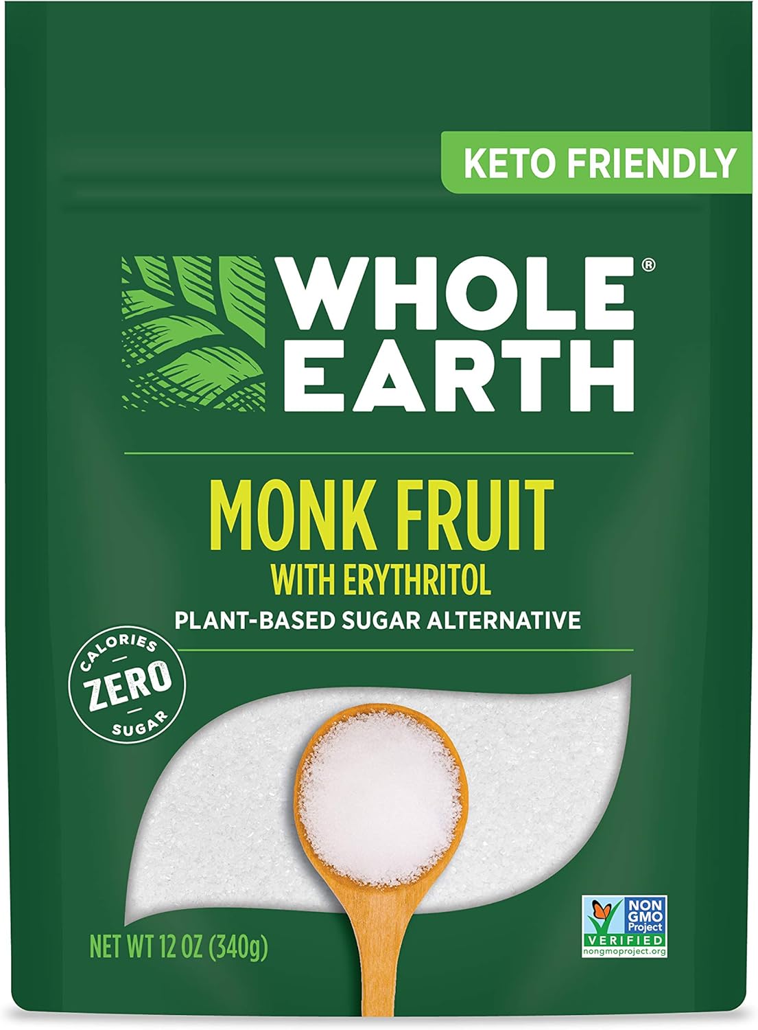 whole earth monk fruit sweetener with erithrytol, plant-based