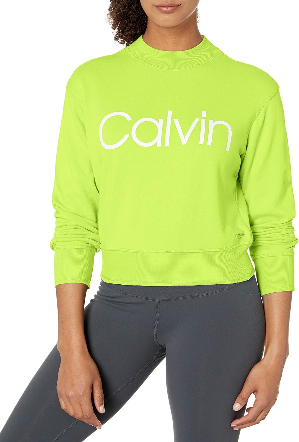 calvin klein 女士 calvin 标志长袖企领套头衫