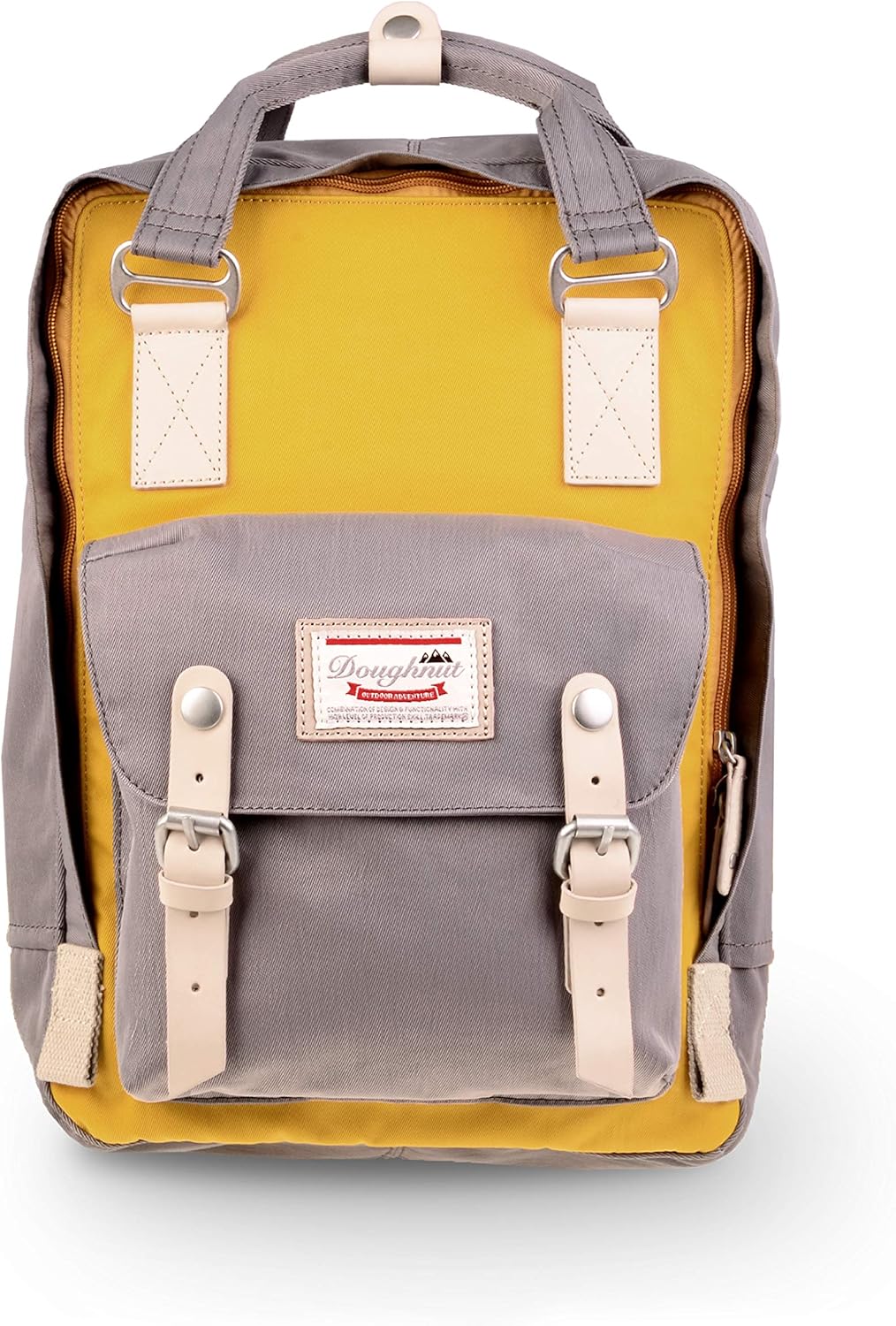 doughnut 甜甜圈 马卡龙系列休闲学生双肩包 芥黄 浅灰色16.