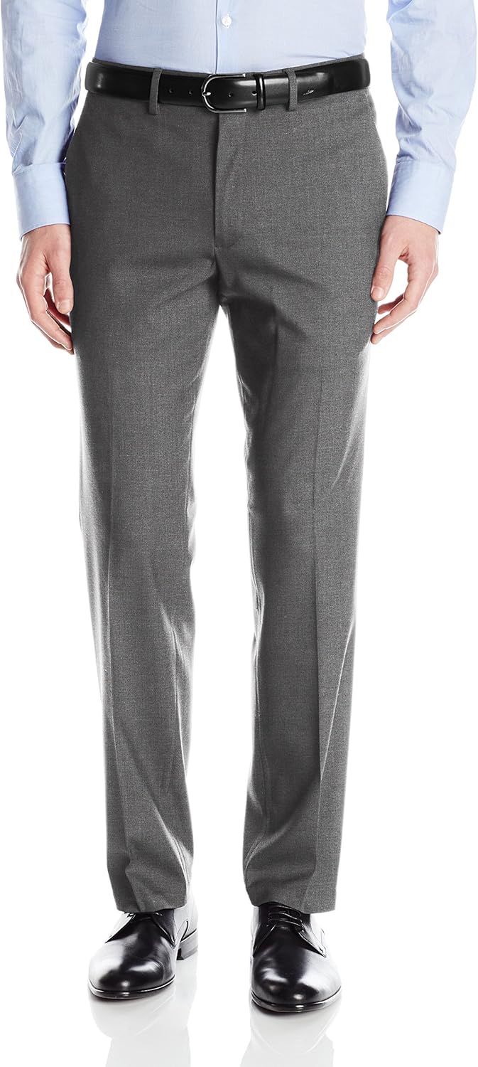 j.m. haggar 男式优质弹力无褶弹性腰带直筒西裤 中度灰 30w x 32l