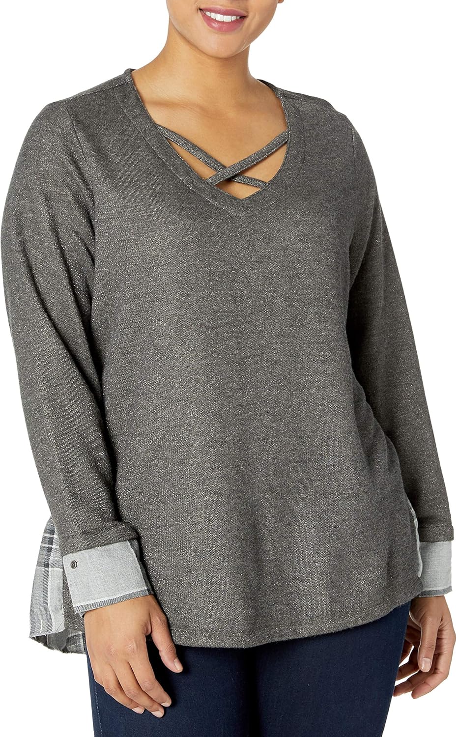 democracy 女士加大码 l/s 毛衣