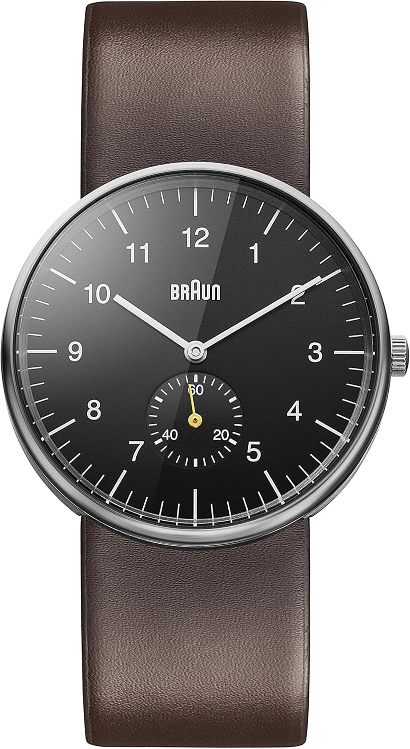 braun 博朗 男式三指针石英机芯手表 模拟显示和皮革表带: braun