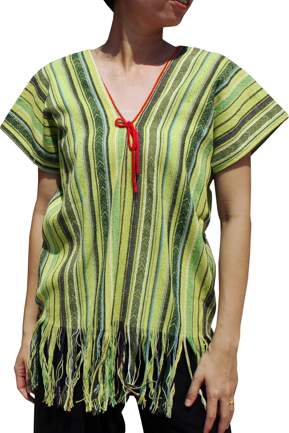 full funk thai mong hill tribe 短款 时髦墨西哥人投掷斗篷衬衫