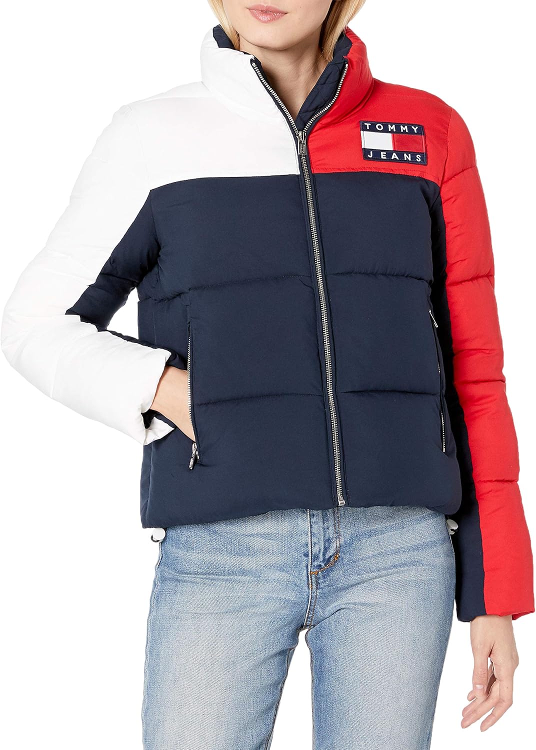 tommy hilfiger 汤米·希尔费格女式拼色可调节羽绒服